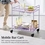 Chariot de bar roulant à 2 niveaux Best Choice Products, intérieur/extérieur avec étagères de rangement, casier à vin, roulettes verrouillables