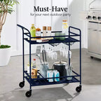 Chariot de bar roulant à 2 niveaux Best Choice Products, intérieur/extérieur avec étagères de rangement, casier à vin, roulettes verrouillables
