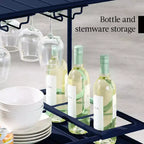 Chariot de bar roulant à 2 niveaux Best Choice Products, intérieur/extérieur avec étagères de rangement, casier à vin, roulettes verrouillables