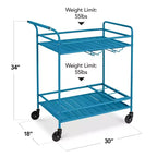 Chariot de bar roulant à 2 niveaux Best Choice Products, intérieur/extérieur avec étagères de rangement, casier à vin, roulettes verrouillables