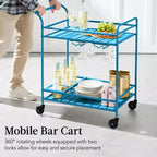 Chariot de bar roulant à 2 niveaux Best Choice Products, intérieur/extérieur avec étagères de rangement, casier à vin, roulettes verrouillables