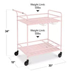 Chariot de bar roulant à 2 niveaux Best Choice Products, intérieur/extérieur avec étagères de rangement, casier à vin, roulettes verrouillables