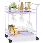 Chariot de bar roulant à 2 niveaux Best Choice Products, intérieur/extérieur avec étagères de rangement, casier à vin, roulettes verrouillables