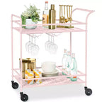 Chariot de bar roulant à 2 niveaux Best Choice Products, intérieur/extérieur avec étagères de rangement, casier à vin, roulettes verrouillables