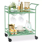 Chariot de bar roulant à 2 niveaux Best Choice Products, intérieur/extérieur avec étagères de rangement, casier à vin, roulettes verrouillables