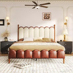 Lit plateforme contemporain en similicuir avec tête et pied de lit Christopher Knight Home Caitria