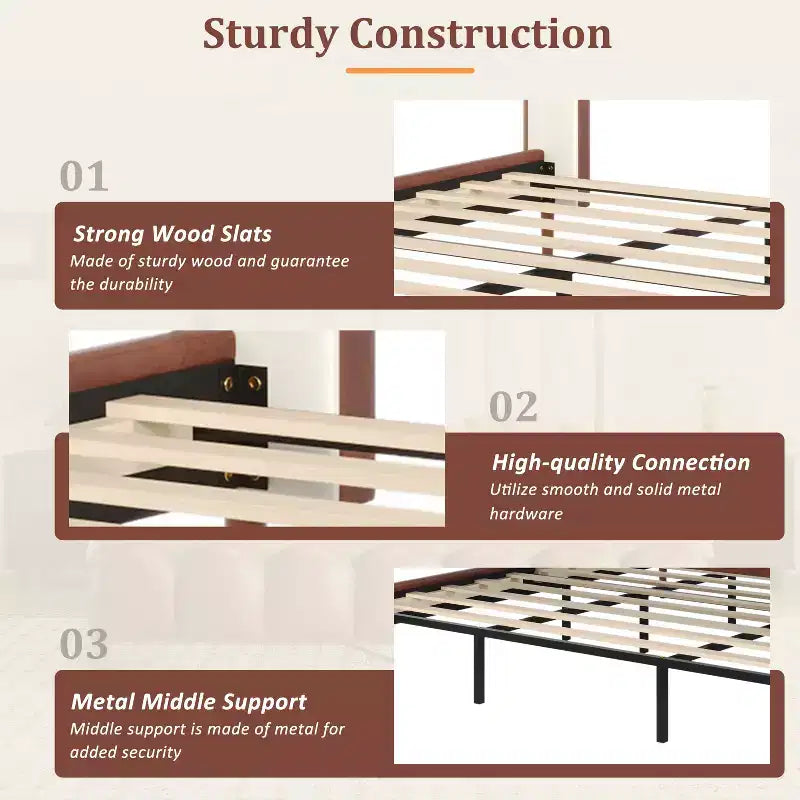 Lit plateforme contemporain en similicuir avec tête et pied de lit Christopher Knight Home Caitria