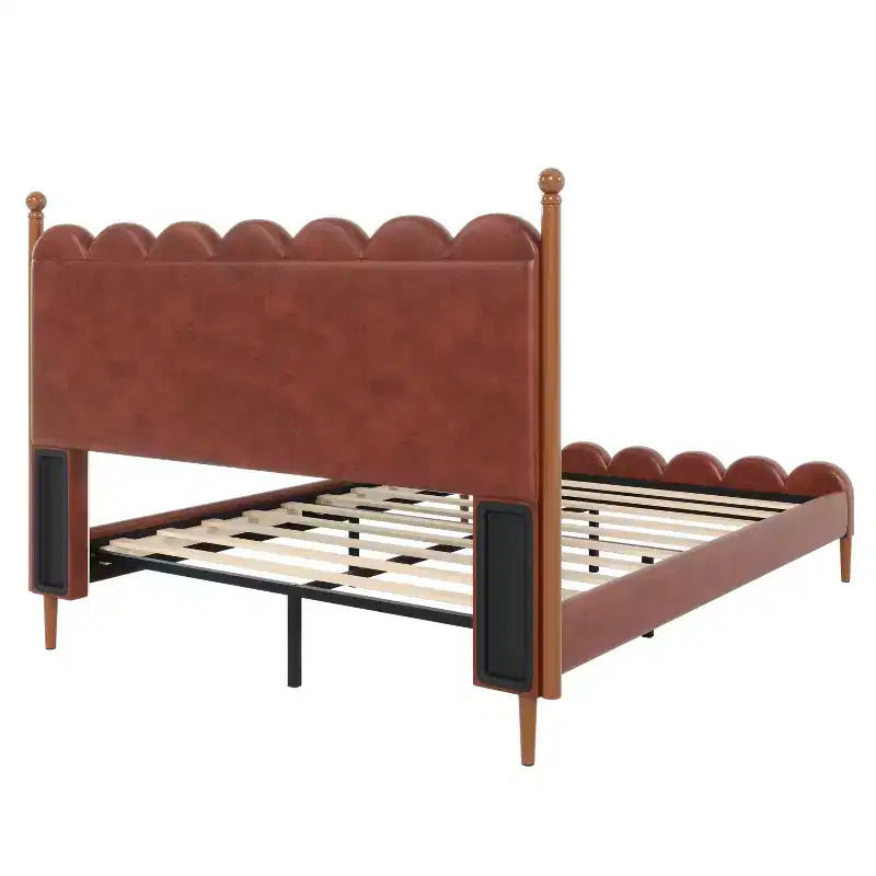 Lit plateforme contemporain en similicuir avec tête et pied de lit Christopher Knight Home Caitria