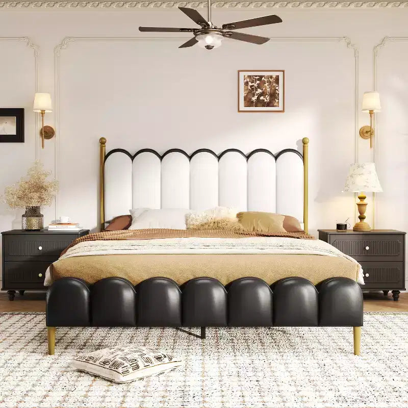 Lit plateforme contemporain en similicuir avec tête et pied de lit Christopher Knight Home Caitria