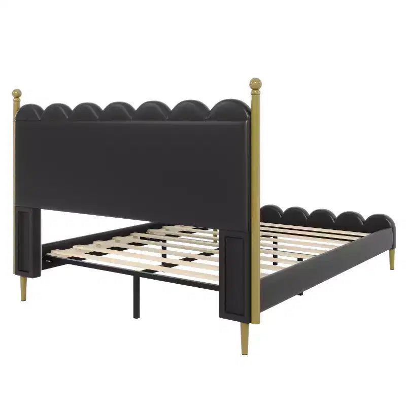 Lit plateforme contemporain en similicuir avec tête et pied de lit Christopher Knight Home Caitria