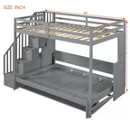 Lit superposé double sur double, lit escamotable avec vérin hydraulique et bureau – ModernLuxe