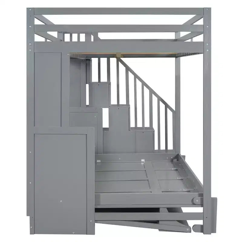 Lit superposé double sur double, lit escamotable avec vérin hydraulique et bureau – ModernLuxe