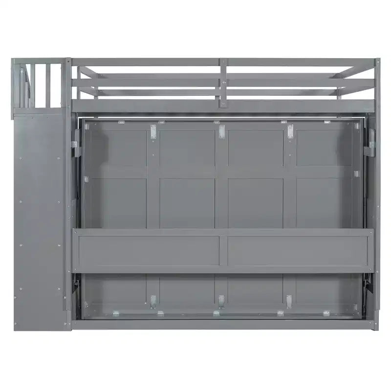 Lit superposé double sur double, lit escamotable avec vérin hydraulique et bureau – ModernLuxe