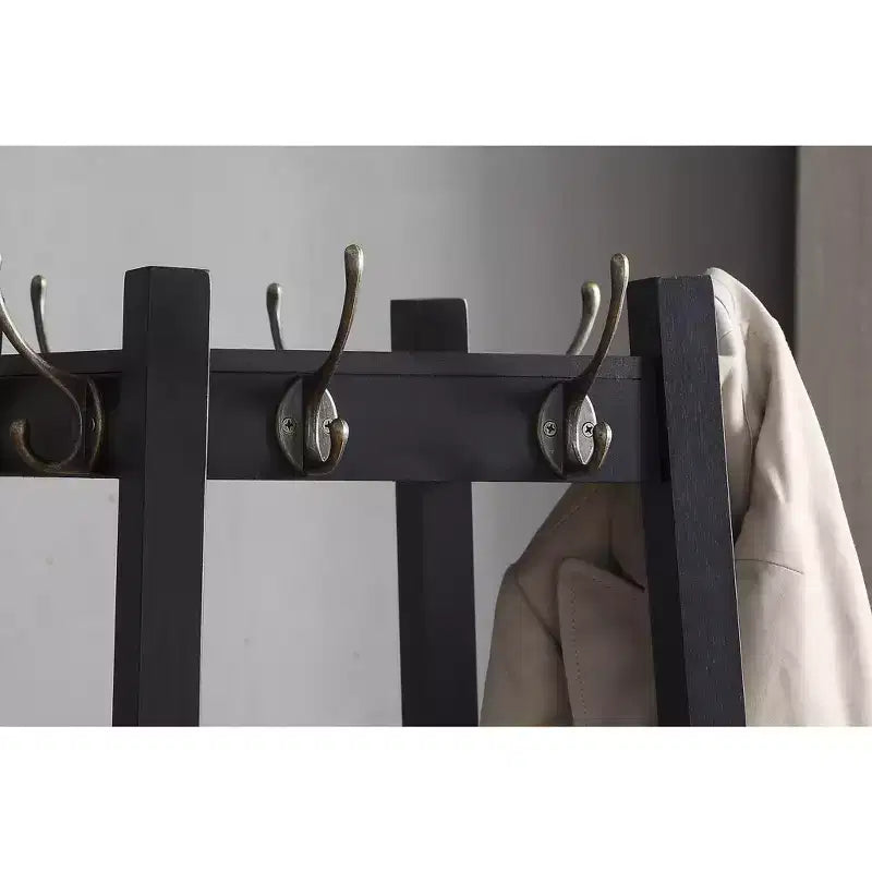 Porte-manteau Vassen Roundhill Furniture avec 3 étagères de rangement – Finition noire