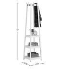 Porte-manteau Vassen Roundhill Furniture avec 3 étagères de rangement – Finition noire