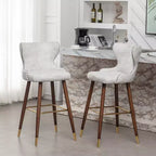 Tabouret de bar Roundhill Furniture Nevis style Mid-century moderne en similicuir, avec capitonnage et clous décoratifs, blanc, lot de 2