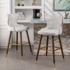 Tabouret de bar Roundhill Furniture Nevis style Mid-century moderne en similicuir, avec capitonnage et clous décoratifs, blanc, lot de 2
