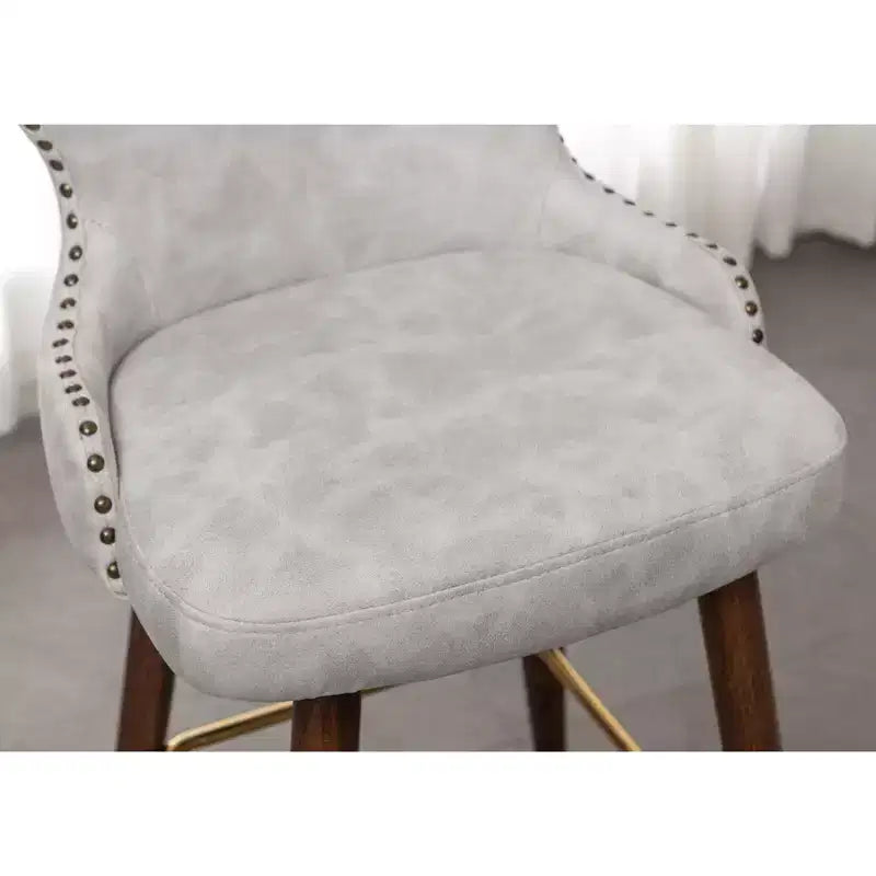 Tabouret de bar Roundhill Furniture Nevis style Mid-century moderne en similicuir, avec capitonnage et clous décoratifs, blanc, lot de 2