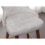 Tabouret de bar Roundhill Furniture Nevis style Mid-century moderne en similicuir, avec capitonnage et clous décoratifs, blanc, lot de 2
