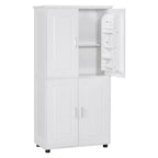 Whisen Armoire de rangement haute et large de style minimaliste, meuble autonome avec 4 portes et étagères réglables pour salle de bain, bureau - Blanc