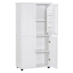 Whisen Armoire de rangement haute et large de style minimaliste, meuble autonome avec 4 portes et étagères réglables pour salle de bain, bureau - Blanc