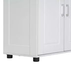 Whisen Armoire de rangement haute et large de style minimaliste, meuble autonome avec 4 portes et étagères réglables pour salle de bain, bureau - Blanc