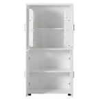 Whisen Armoire de rangement haute et large de style minimaliste, meuble autonome avec 4 portes et étagères réglables pour salle de bain, bureau - Blanc