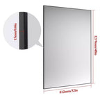 Miroir de salle de bain moderne 48x32 à cadre noir : surdimensionné, en aluminium, mural, vertical/horizontal