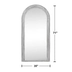 Miroir pleine longueur de style escalier en bois massif avec blocs angulaires et finition blanchie, 180x90x4 cm (sans support)
