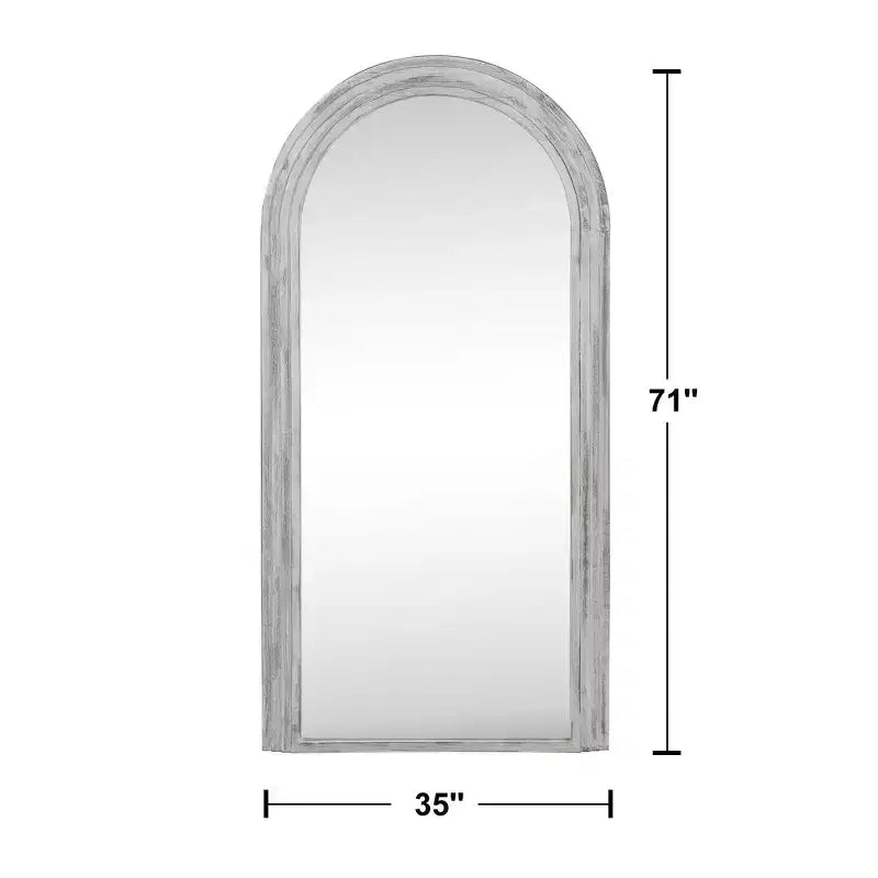 Miroir psyché en bois massif style escalier blanchi 180x90x4cm