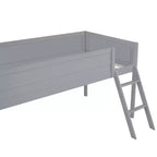 Lit mezzanine gaming double/complet, cadre en bois avec bureau et LED, gris - ModernLuxe