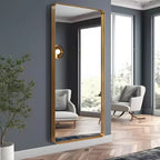 Imitation Electroplated Aluminum Alloy Rounded Rectangular Full-Length Mirror, 180cm x 80cm x 5cm (Deep Mirror - Bracketless)