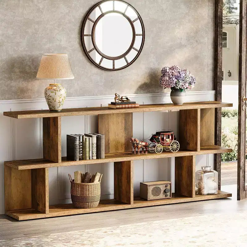 Lantine Table console à 3 niveaux extra-longue de 71 po derrière le canapé
