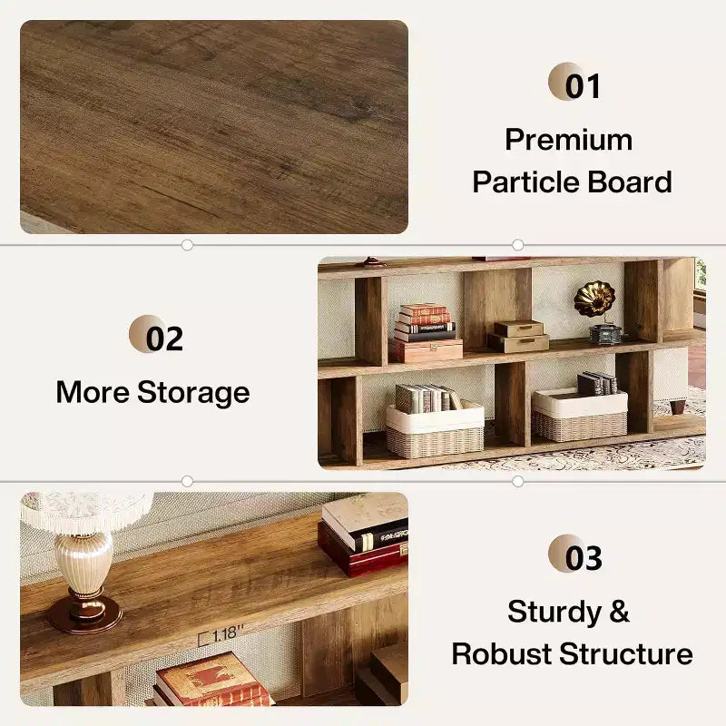 Lantine Table console à 3 niveaux extra-longue de 71 po derrière le canapé