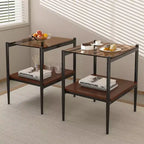 MAYEERTY Lot de 2 tables d'appoint rectangulaires avec plateau en verre trempé, pour salon, verre marron