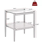 MAYEERTY Lot de 2 tables d'appoint rectangulaires avec plateau en verre trempé, pour salon, verre marron