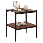 MAYEERTY Lot de 2 tables d'appoint rectangulaires avec plateau en verre trempé, pour salon, verre marron