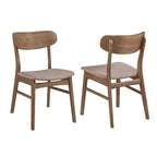 Simple Relax Set of 2 Upholstered Dining Side Chairs with Tapered Legs in Brown