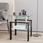 MAYEERTY Table d'appoint moderne en verre trempé, table d'appoint carrée pour salon ou chambre à coucher, transparente