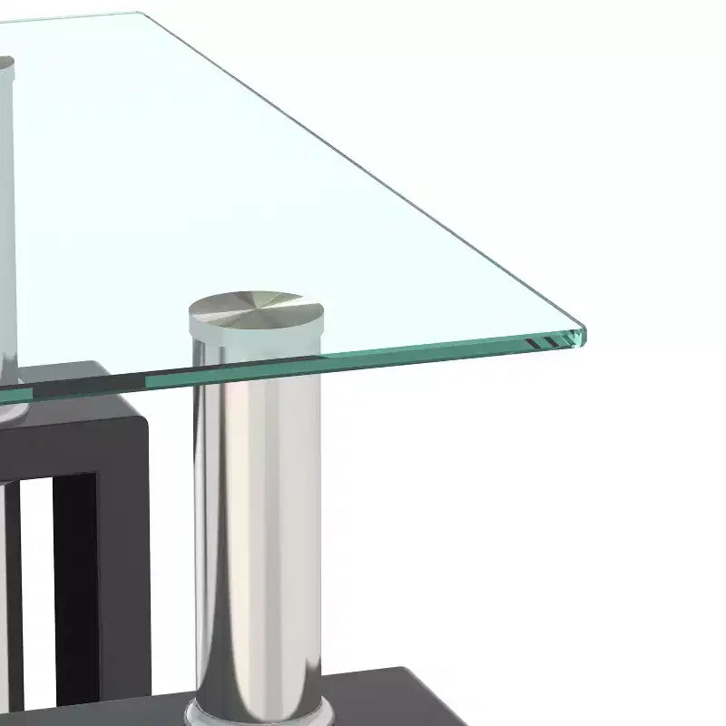 MAYEERTY Table d'appoint moderne en verre trempé, table d'appoint carrée pour salon ou chambre à coucher, transparente