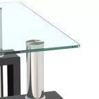MAYEERTY Table d'appoint moderne en verre trempé, table d'appoint carrée pour salon ou chambre à coucher, transparente