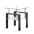 MAYEERTY Table d'appoint moderne en verre trempé, table d'appoint carrée pour salon ou chambre à coucher, transparente