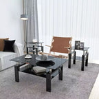 MAYEERTY Table d'appoint moderne en verre trempé, table d'appoint carrée pour salon, chambre à coucher, lot de 2, noir