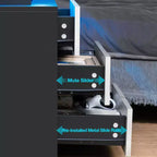 Hommpa Table de chevet LED moderne avec 3 tiroirs et station de recharge sans fil