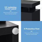 Hommpa Table de chevet LED moderne avec 3 tiroirs et station de recharge sans fil