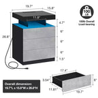 Hommpa Table de chevet LED moderne avec 3 tiroirs et station de recharge sans fil