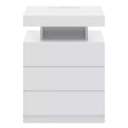 Hommpa Table de chevet LED moderne avec 3 tiroirs et station de recharge sans fil