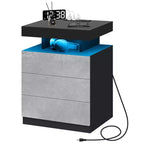 Hommpa Table de chevet LED moderne avec 3 tiroirs et station de recharge sans fil