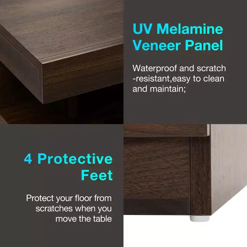 Table de Chevet Moderne Hommpa à LED avec Station de Recharge sans Fil et 2 Tiroirs