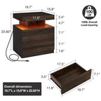 Table de Chevet Moderne Hommpa à LED avec Station de Recharge sans Fil et 2 Tiroirs
